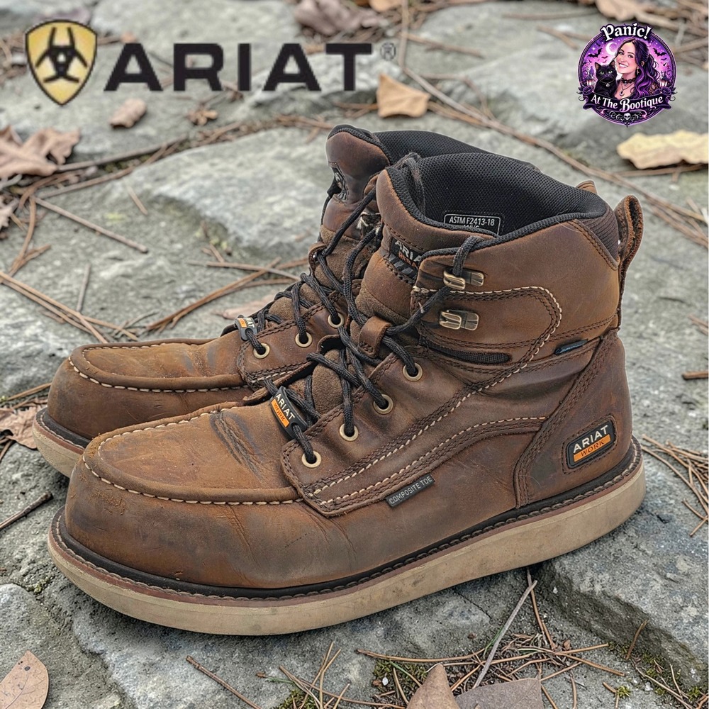 Ariat Rebar Wedge Work Boots‎ Men 11.5 EE Brown Leather Composite Toe Waterproof